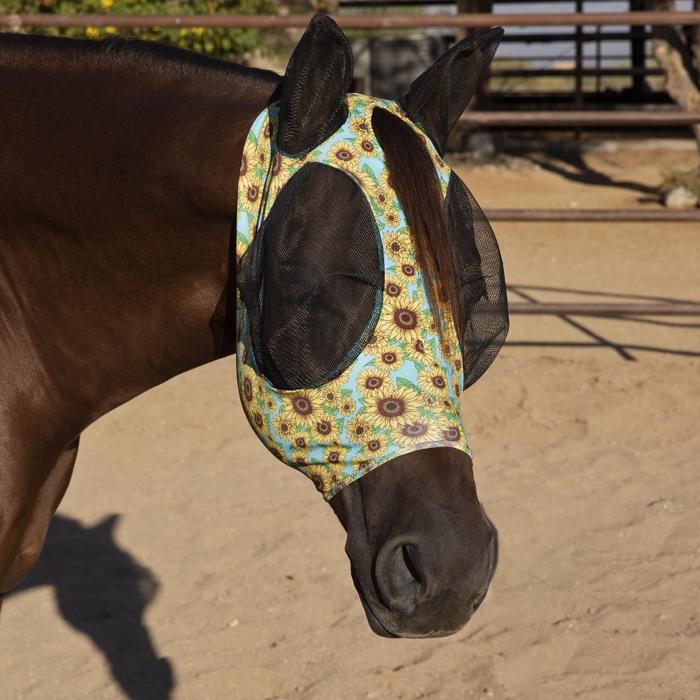 Comfort Fit Fly Mask with headband hole - Sunflower