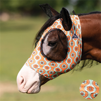 Comfort Fit Lycra Fly Mask w/ Forelock Opening | Flower Horse/Full