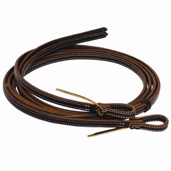 Professional's Choice | Al Dunning Reins Leather Doubled Stitch Edged Oiled 5/8" Brown