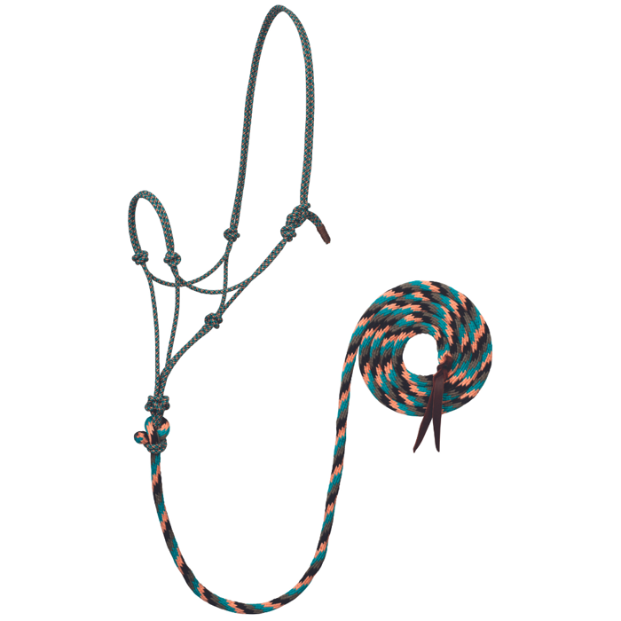 ECOLUXE Rope Halter w/ Lead | Black/Charcoal/Turquoise/Cantaloupe