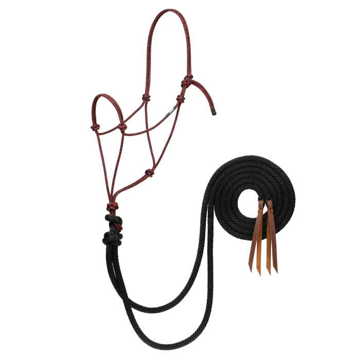 Silvertip Big Sky Loping Rope Halter with 8\' Split Reins | Red/Black