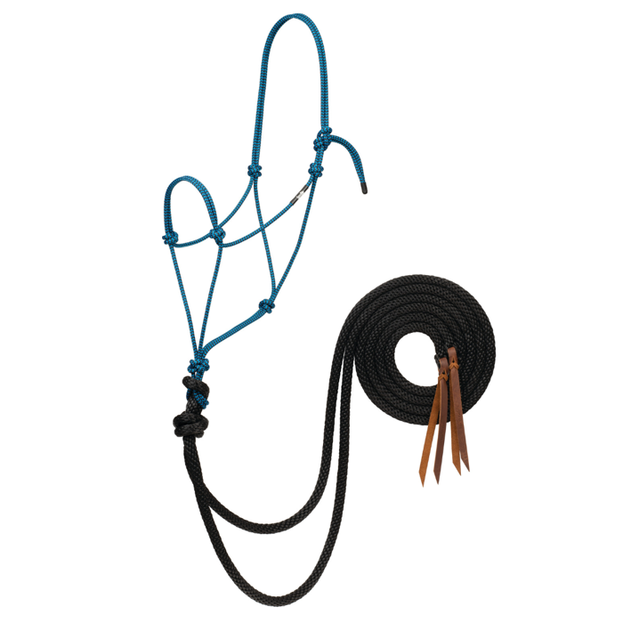 Silvertip Big Sky Loping Rope Halter with 8\' Split Reins | Black/Blue